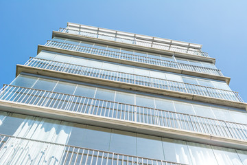 Modern Luxury Scandinavia Apartment Building Blue Sky Facade Home Residential Structure