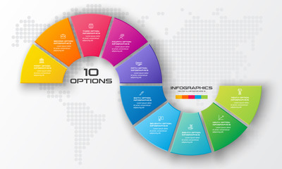 Timeline infographic template,Business concept with 10 options,Vector illustration.