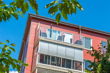 Modern Luxury Scandinavia Apartment Building Blue Sky Facade Home Residential Structure