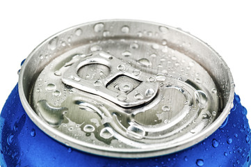 cold soda can on white