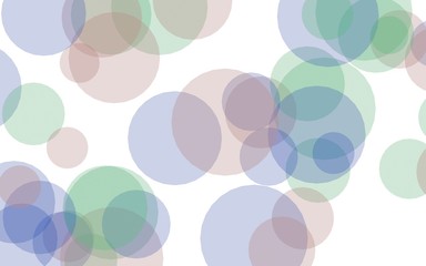 Multicolored translucent circles on a white background. Green tones. 3D illustration