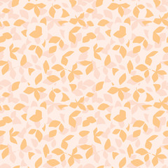 decorative orange seamless pattern with leaves - vector floral background