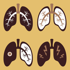 Vector image of the respiratory tract. Icons of the lung organ that can be used as a web design template. COVID-19 virus. Prevention of coronavirus.