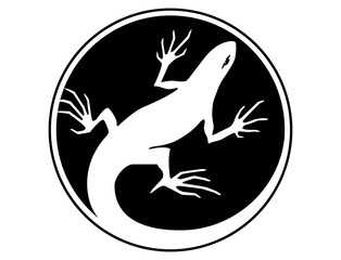 Silhouette of a lizard. Tattoo, logo, sign, vector illustration