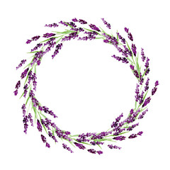 Watercolor purple lavender wreath