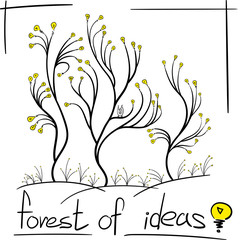 concept many ideas tree light bulbs grow