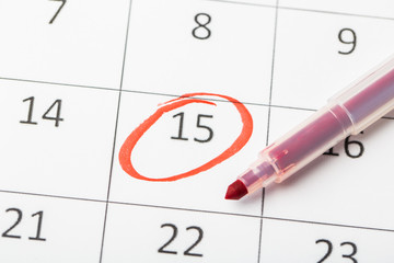 2020 calendar page with red marker. important date marked
