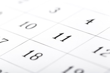 Abstract blur 2020 calendar page. month dates close up