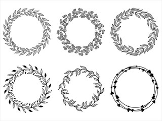 Collection of wreaths, border frames