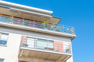 Modern Luxury Scandinavia Apartment Building Blue Sky Facade Home Residential Structure