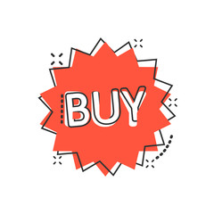 Online shopping star icon in comic style. Buy button cartoon vector illustration on white isolated background. E-commerce splash effect business concept.