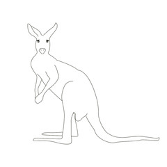 Vector black and white cute cartoon kangaroo. Kangaroo clipart. vector illustration.
