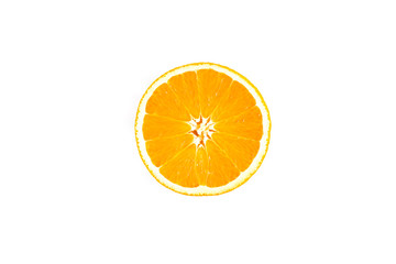Slice of orange on white background
