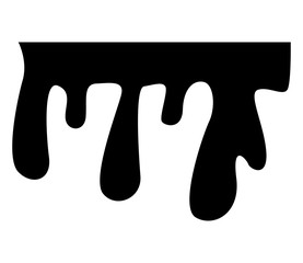 Black dripping water, sauce or paint current vector silhouettes isolated. Liquid splash, splatter border, trickle leak illustration.