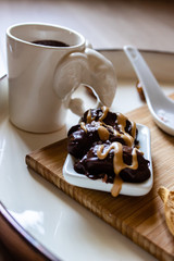 Dates snack with chocolate and peanut butter