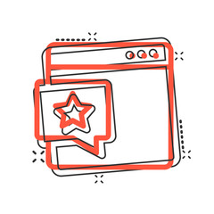 Browser window with star icon in comic style. Wish list cartoon vector illustration on white isolated background. Reward bonus splash effect business concept.