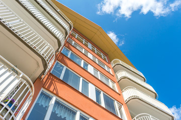 Modern Luxury Scandinavia Apartment Building Blue Sky Facade Home Residential Structure
