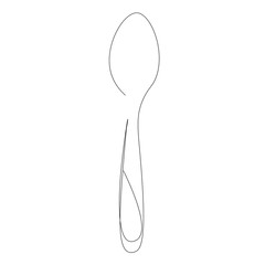 Spoon silhouette one line drawing, vector illustration