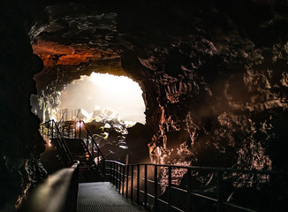 Icelandic Lava Tunnel as tourist attraction - obrazy, fototapety, plakaty