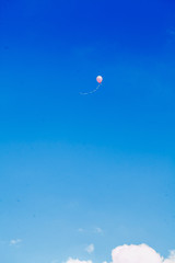 balloon in the sky, шарик в небеsky, balloon, blue, air, moon, fly, flying, clouds, hot, fun, parachute, sport, flight, balloons, cloud, red, summer, adventure, ballon, colorful, nature, kite, wind, 
