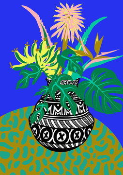 Flowervase with plants on Table
