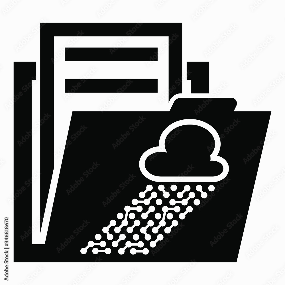 Poster folder and cloud icon. remote access to documents. server station. vector icon.
