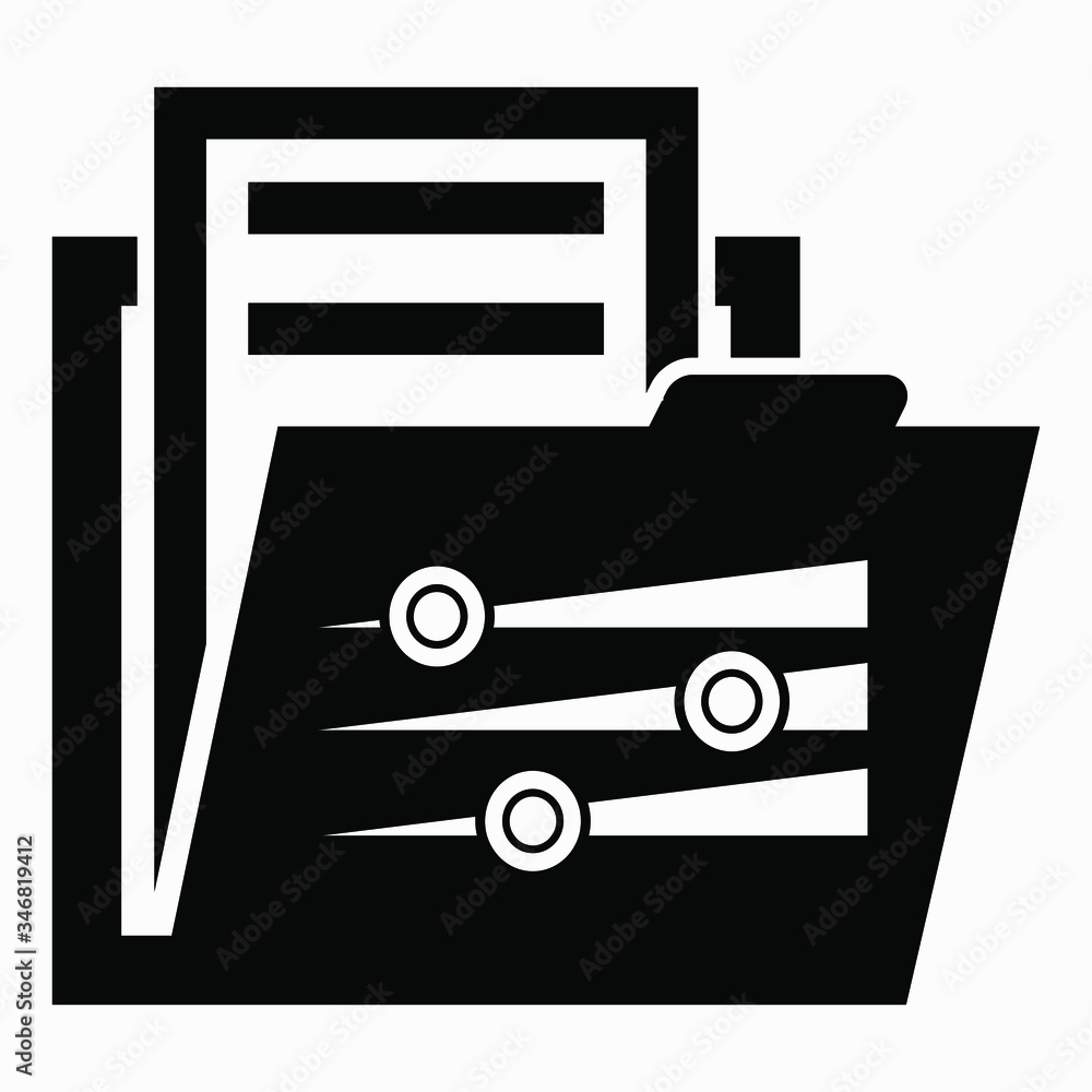 Poster folder and installation icon. sound level. system setup. setup instructions. vector icon.
