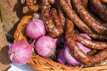 Assorted meat products. Street food, fast food assortment of meat