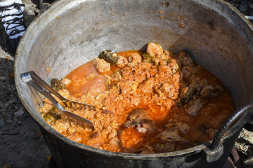 Romanian typical food named sarmale. Cabbage rolls with meat, rice and vegetables.