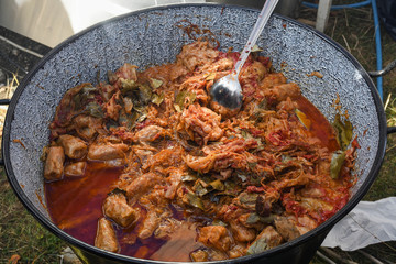 Romanian typical food named sarmale. Cabbage rolls with meat, rice and vegetables.