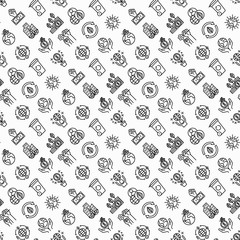 Green economy seamless pattern with thin line icons: financial growth, green city, zero waste, circular economy, anti-globalism, global consumption. Vector illustration for environmental issues.