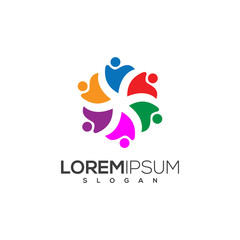 Obraz premium Colorful Human social, unity, together, connection, relation logo,Teamwork logo,Social logo design template