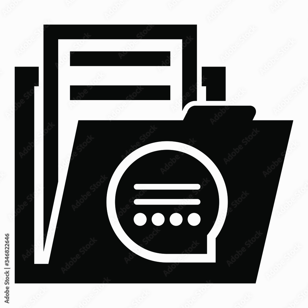 Poster folder and message icon. chat illustration. message history icon. notification archive. vector icon.