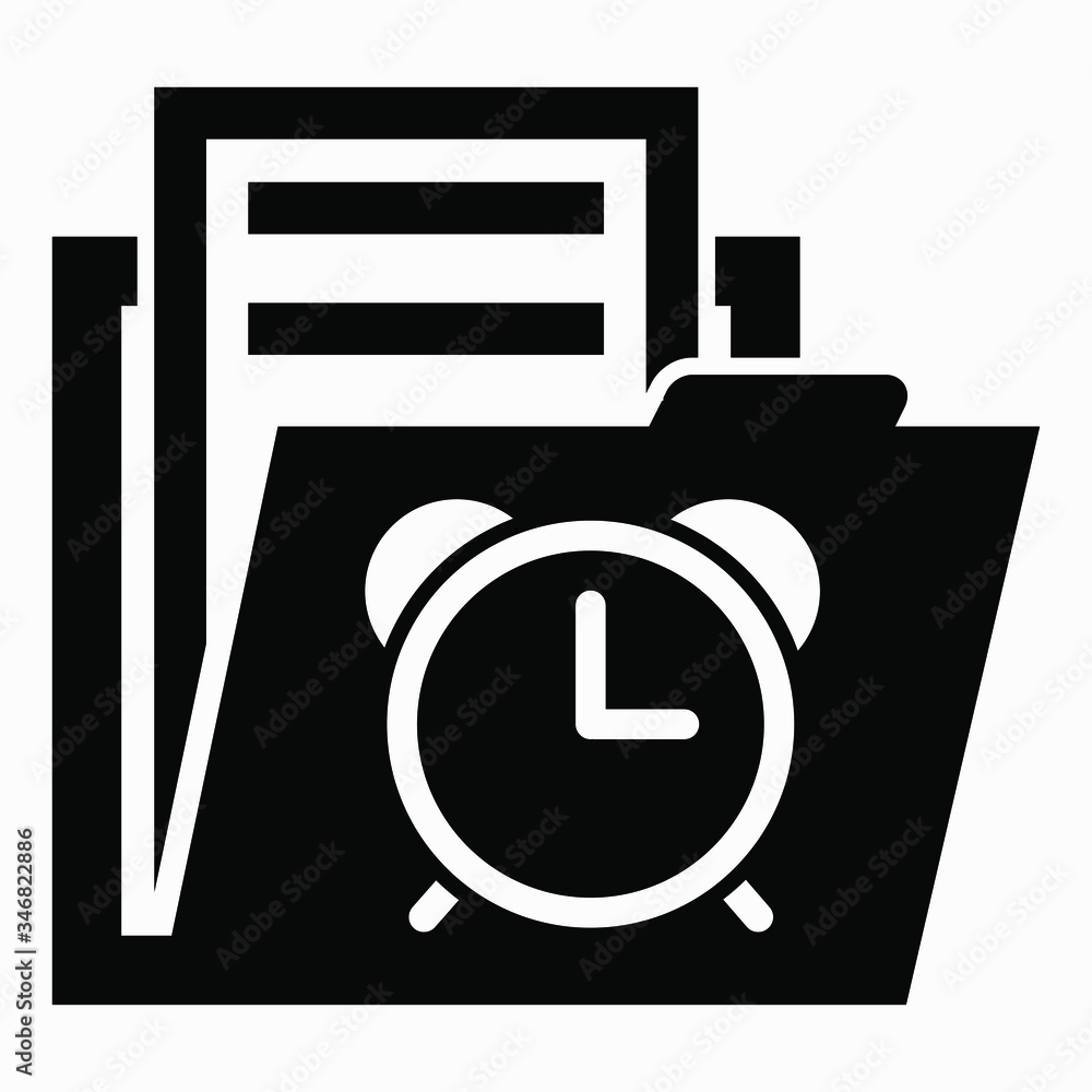 Poster folder and clock icon. illustration of temporary files. folder with temporarily available documents.