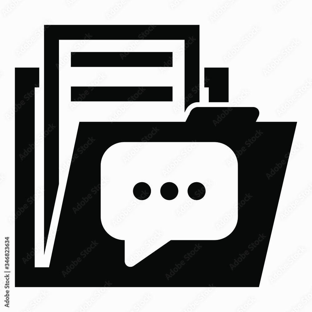 Poster folder and message icon. chat illustration. message history icon. notification archive. vector icon.