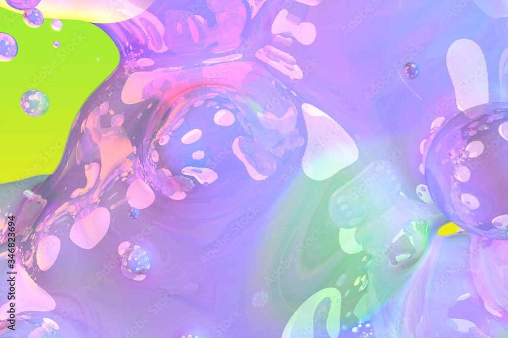Poster bright shiny and glossy soap like slime of liquid abstract gradient background or texture 3d illustr