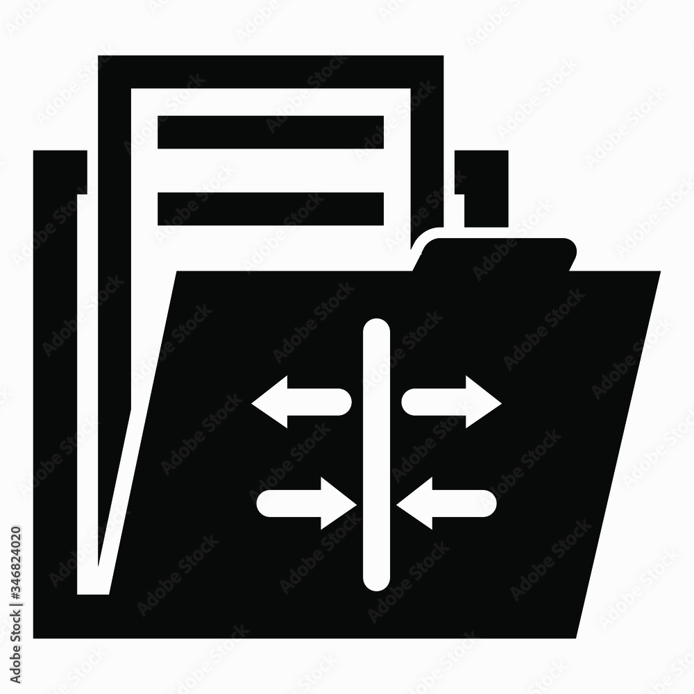Poster folder and arrow icon. updating files, documents. documentation of a business plan. technical vector