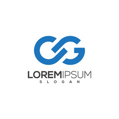 Initial letters cg, round linked chain shape lowercase logo modern design blue.