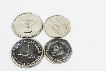 a close up view of United Arab Emirates coin with white background, fils, UAE currency, UAE coins, fils