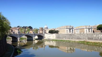 Fototapeta na wymiar Rome river Tevere. Italian landmarks.