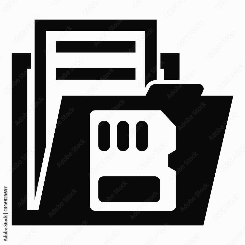 Poster folder and memory card icon. archive of sd cards. remote storage of phone files. vector icon.