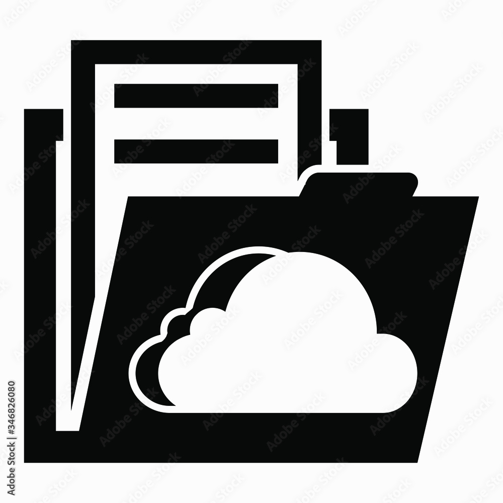 Aufkleber folder and cloud icon. remote access to documents. server station. vector icon.