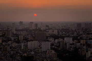 Fototapeta premium Ho Chi Minh at night aerial photo