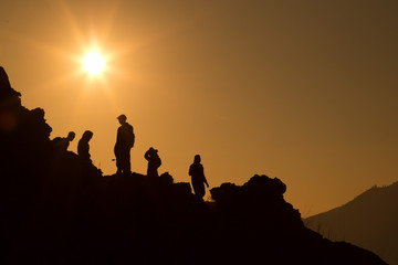 Fototapeta na wymiar Sunrise in Mount Batur, Bali