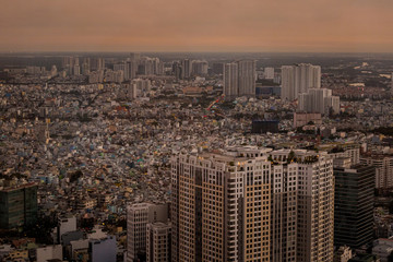 Obraz premium Ho Chi Minh at night aerial photo