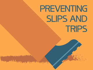 Preventing slips and trips.
Industrial injuries, graphic poster with textual information. - 346827862