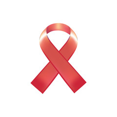 Aids red ribbon icon, vector illustration. Breast cancer awareness ribbon icon symbol