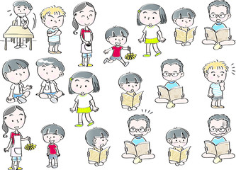 school kids with speech bubble set