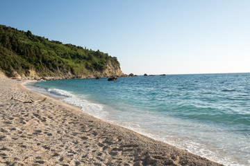 Empty beach on the Ionian sea, Lefkada island, Greece