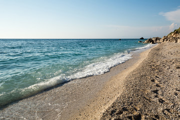 Empty beach on the Ionian sea, Lefkada island, Greece